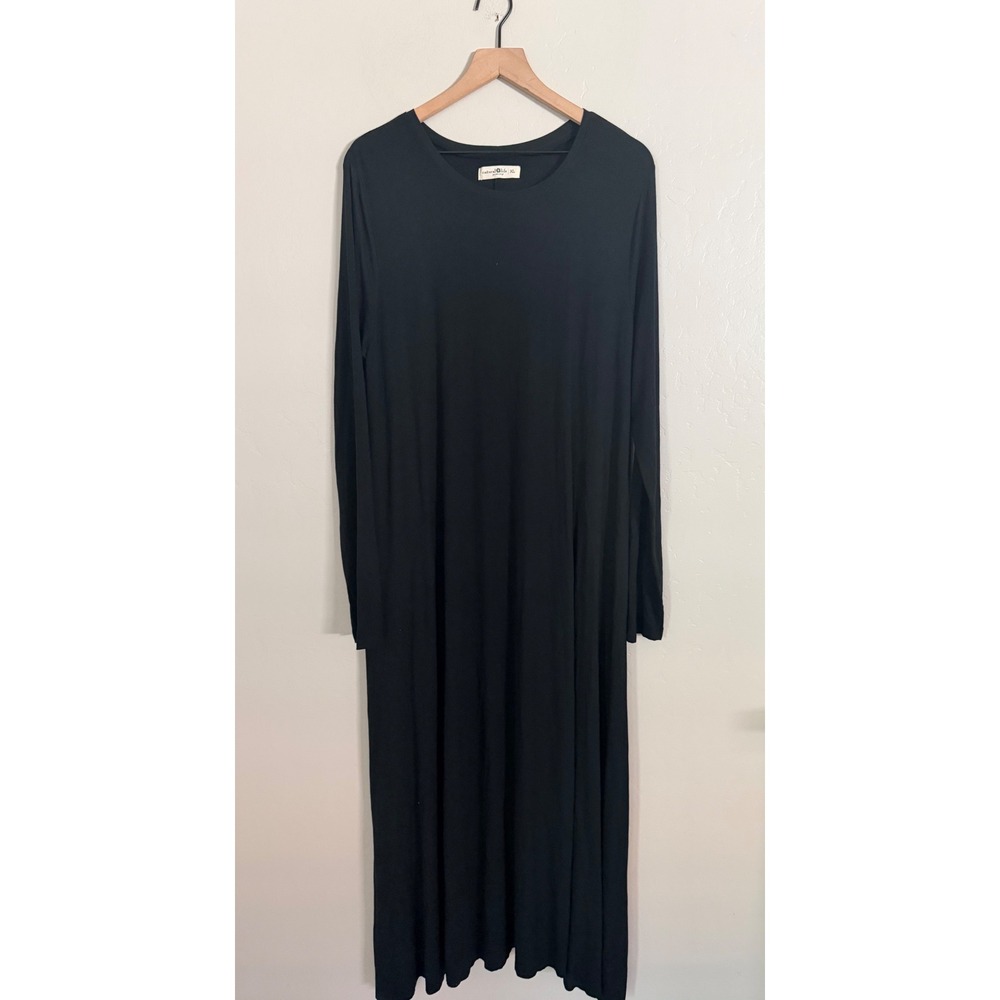 Natural Life Stevie Buttersoft Maxi Dress Black Long Sleeve Flowy XL - Picture 2 of 8